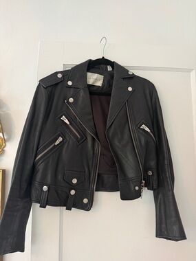 Black Leather Biker Jacket - Women